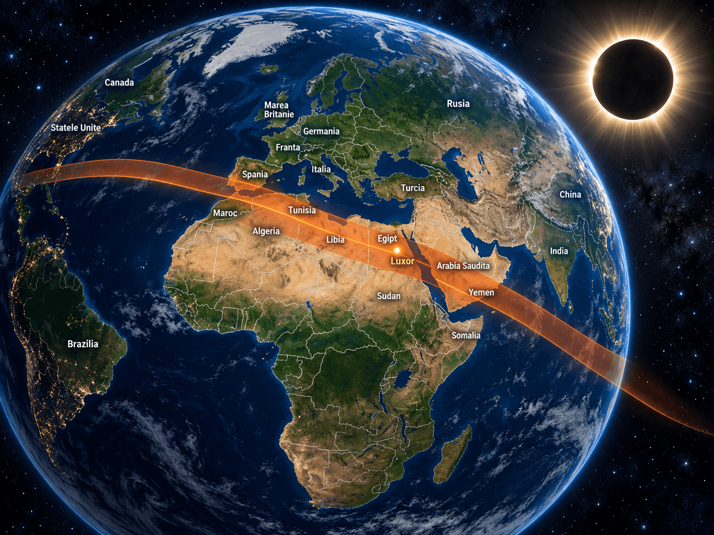 Eclipsa de soare in Luxor (Egipt)