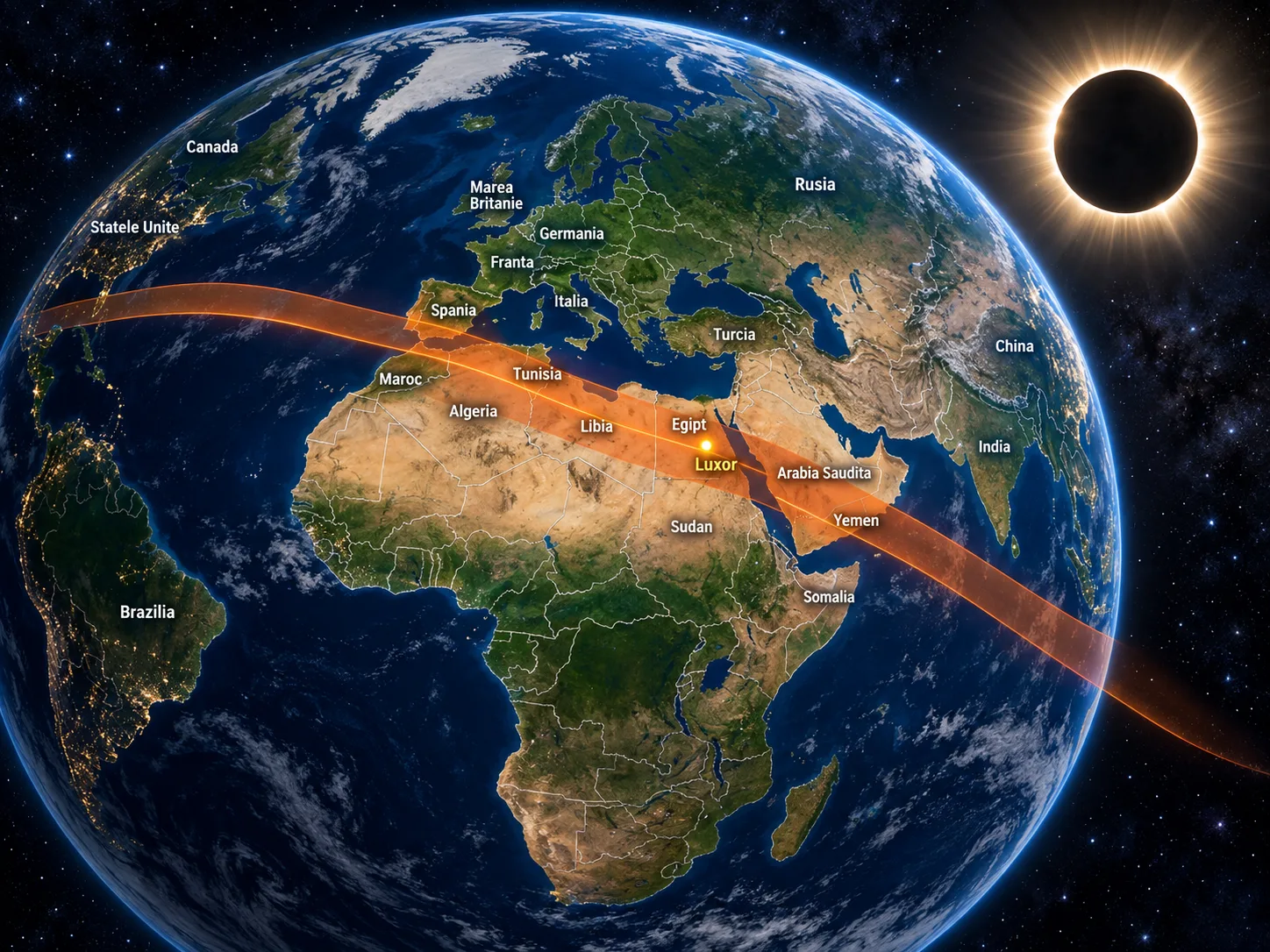 Eclipsa de soare in Luxor (Egipt)