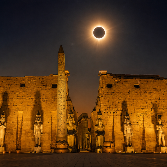 Eclipsa de soare in Luxor (Egipt)